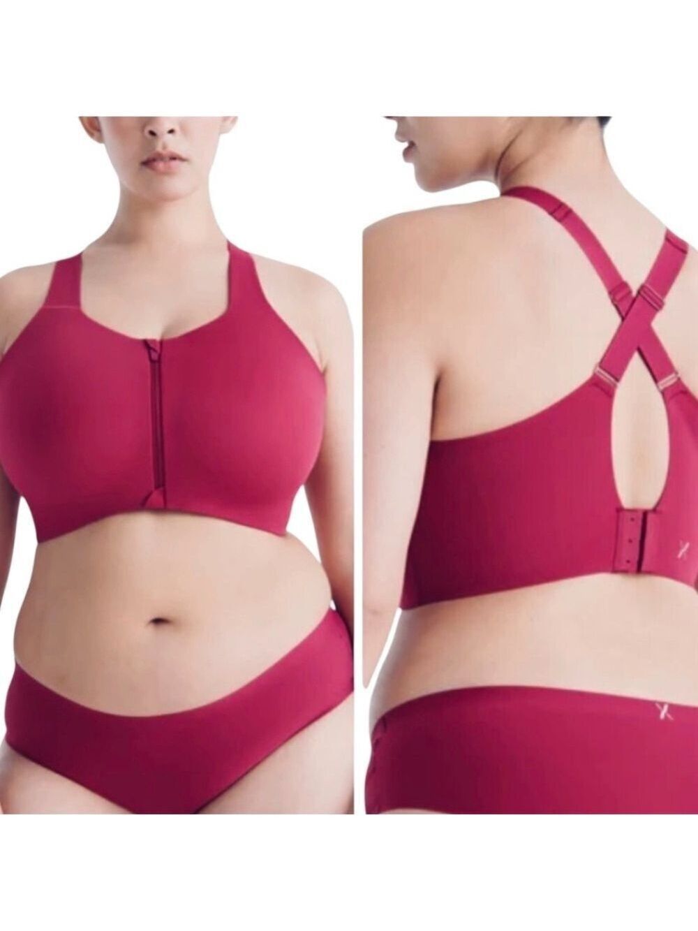 knix Front-Zip Wireless Bra in Deep Pink